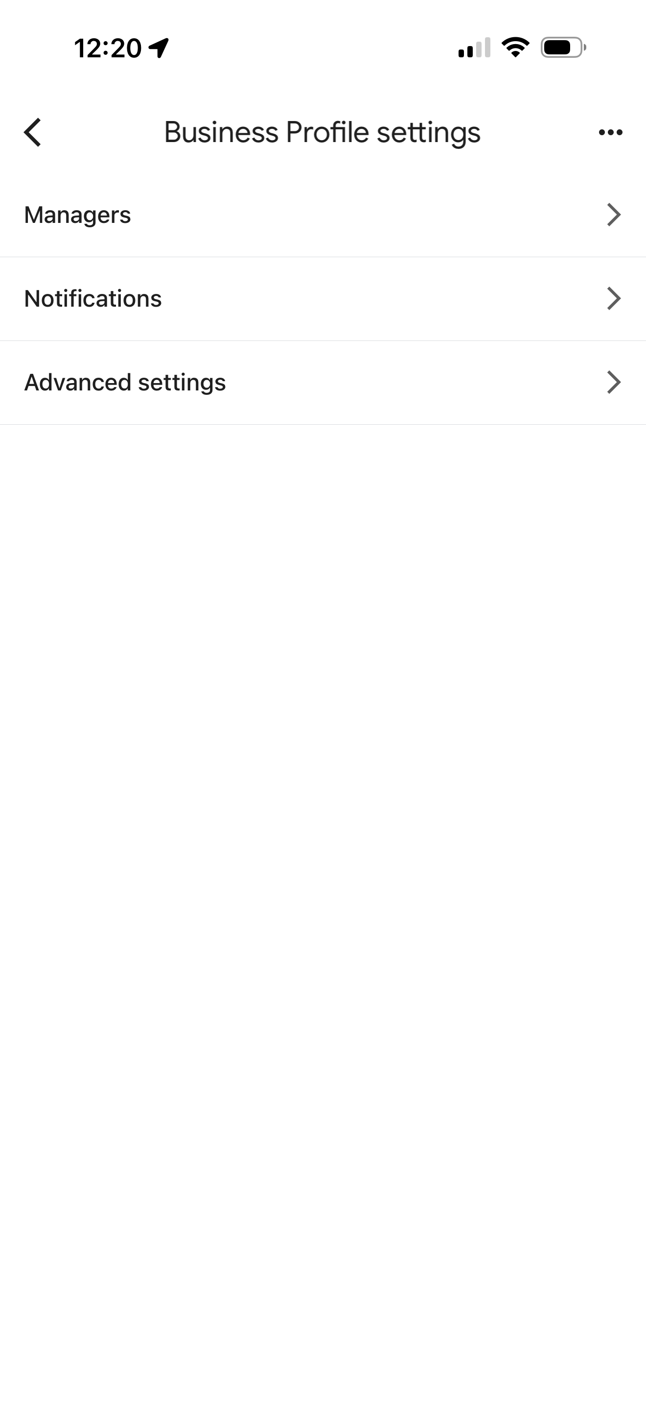 Business Profile settings