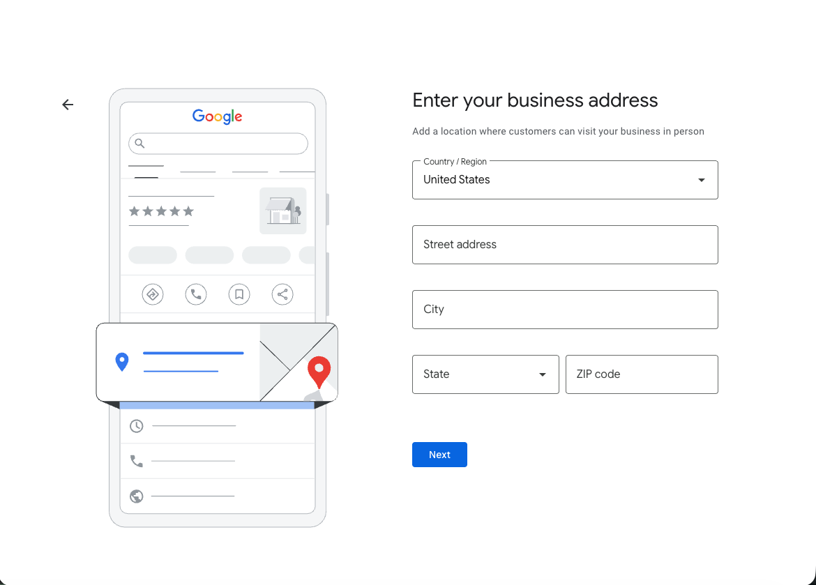 Enter business address